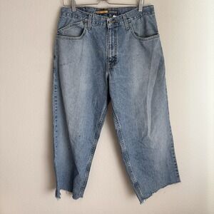 Levi's SilverTab Baggy Jeans 32x25 Light Wash Blue Vintage 90s Skate Raw Hem